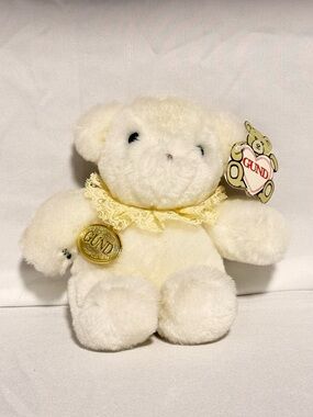 Vintage 1985 GUND White Teddy Bear Plush - 6" with Tags